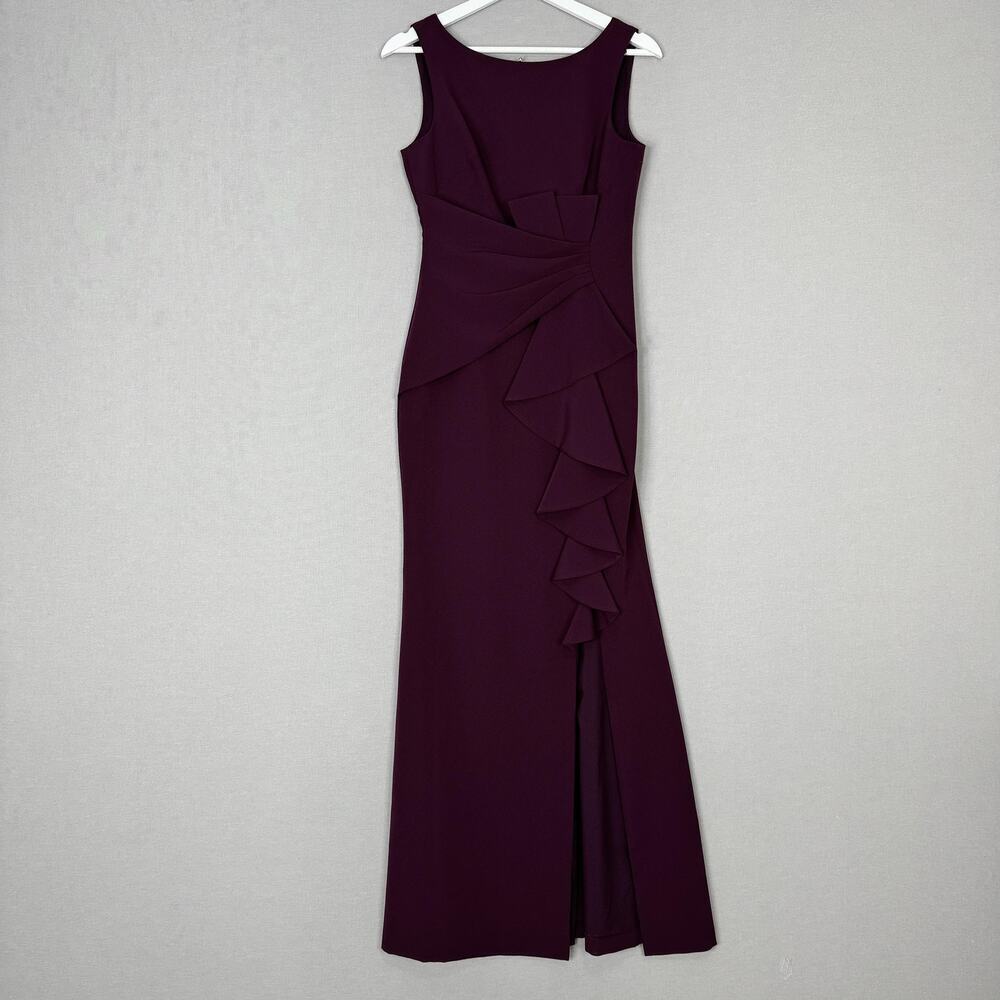 Eliza J Ruffle Front Gown Women 2 Purple Dress Formal Evening Maxi Wedding Guest